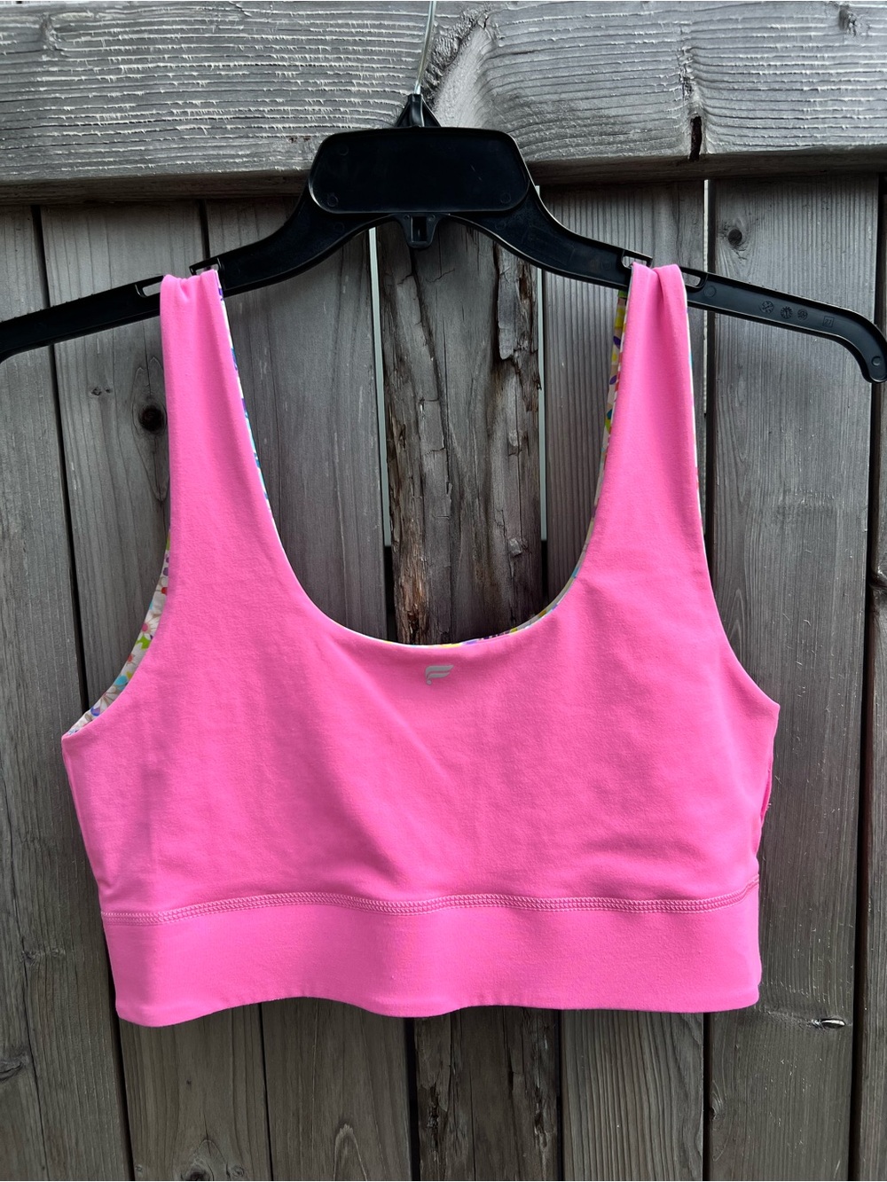 Fabletics Harlyn Reversible Midi Medium Impact Sports Bra in “Patchwork Daisy” - Picture 4 of 4